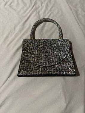 Sparkling Black and Gold Crystal Top-Handle Bag